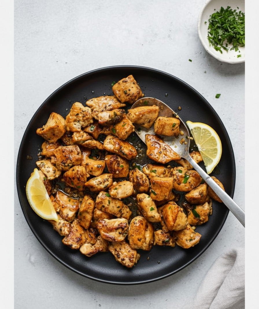 Garlic Butter Chicken Bites with Lemon Pepper (Ready in 25 Minutes)