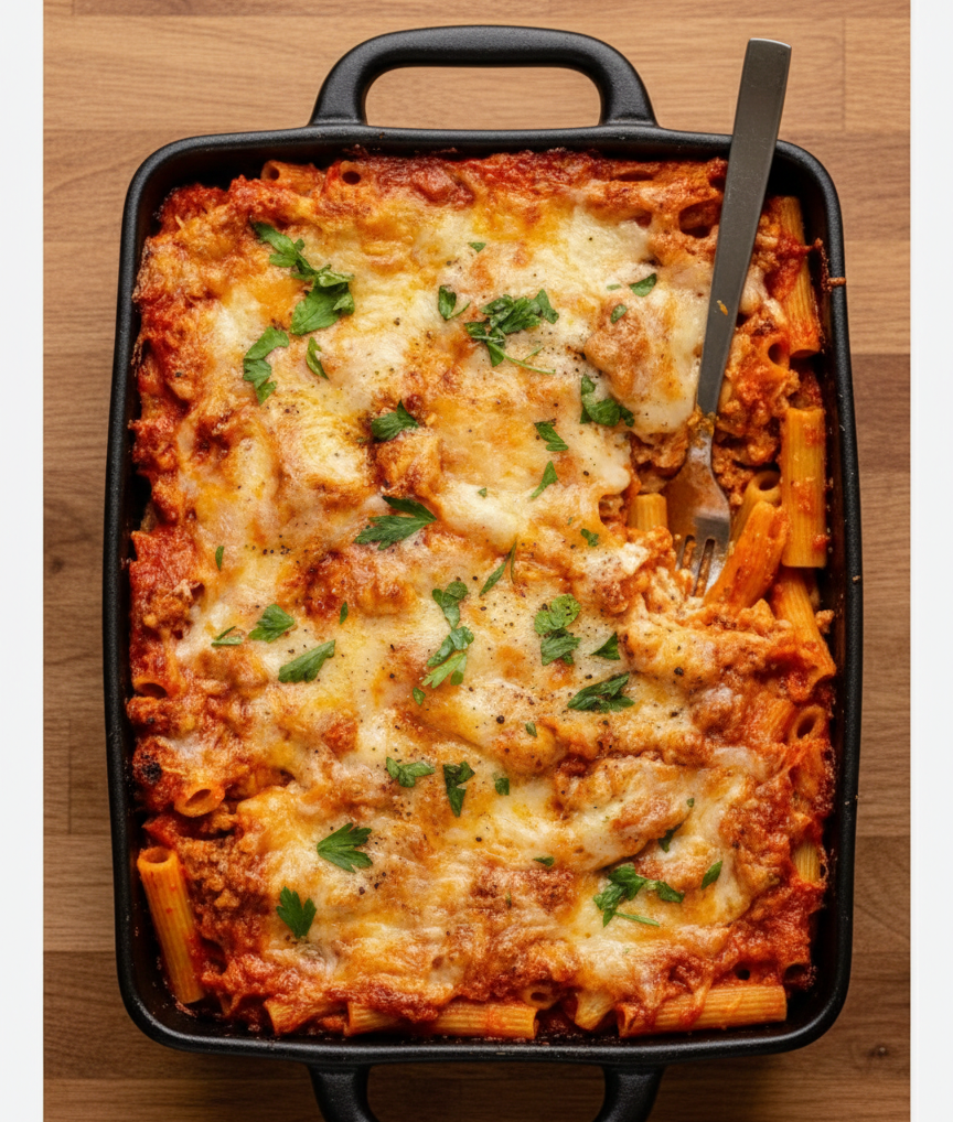 Easy Baked Ziti Recipe (Comforting, Cheesy & Crowd-Pleasing)