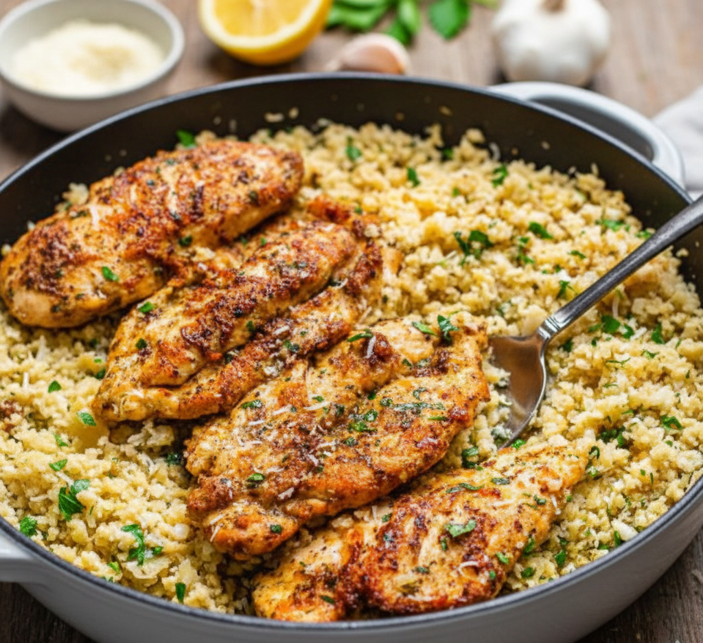 Garlic Butter Chicken with Parmesan Rice (Quick & Flavorful Dinner)